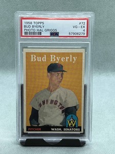 1958 Topps Baseball Bud Byerly Card #72 PSA 4 VG-EX Washington Senators