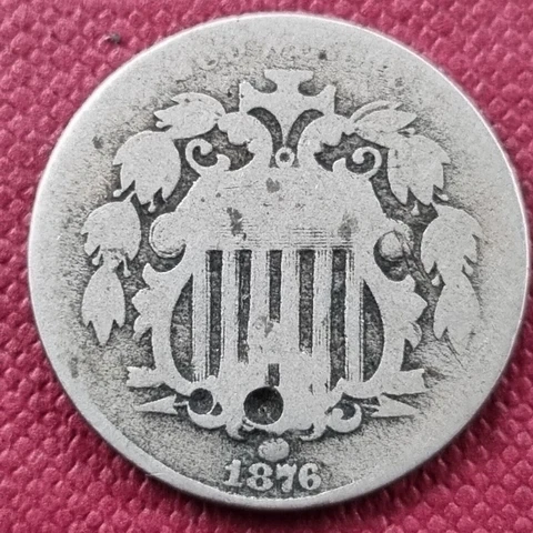 1876 Shield Nickel 5c Better Grade Damaged #53103 Cover