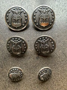 Vintage Lot Of 6 Silver Buttons Scovill Waterbury Military Air Force - Picture 1 of 3