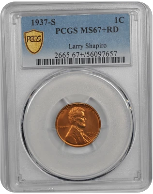 1937 年 S 版林肯 PCGS RD 67+ — 第 1/4 张图片