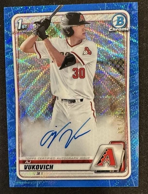 2020 Bowman Chrome AJ Vukovich Blue Wave Auto /150 RC 1st Bowman #CDA-AV - Image 1 of 2