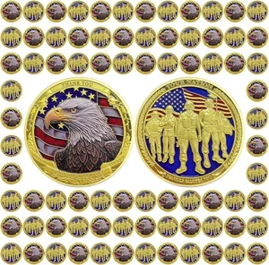 *100 PCS. US Military Veteran Bald Eagle Thank You Coin Army-Navy-USAF-USMC-USCG - Picture 1 of 4
