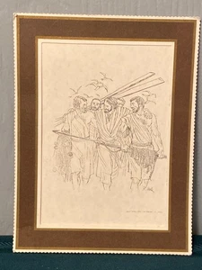 R. Hook Matte Skizze Druck der Fischer ~ Christus Peter John 1972 7,75” x 5,5” - Bild 1 von 3
