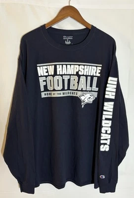 UNH Wildcats New Hampshire Football Men's Size XL Champion Blue L/S T-Shirt Tee - Image 1 of 3