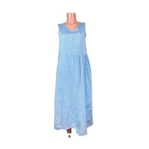 Vestido FLAX Designs Sybil 100% Lino Vestido Midi OCEAN YARN DYE Azul Boho Talla XS - Imagen 1 de 12