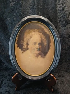 Martha Washington Picture In 9 Inche Oval Frame Antique - Picture 1 of 9