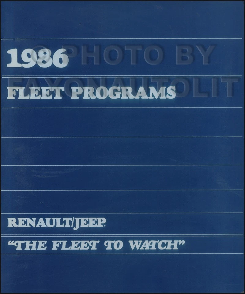 1986 Jeep AMC Programmi Fleet Fatti Libro Album Opzioni Specifiche - Immagine 1 di 1