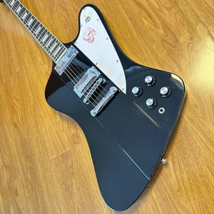 Guitarra eléctrica Firebird negra personalizada 2H pastillas cromo herrajes cuerpo de palo de rosa - Imagen 1 de 12