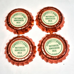 Tapas de botella de leche vintage Campbell's Dairy Grove City, PA - Imagen 1 de 1