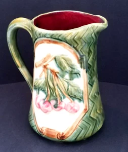 1880's French Majolica FFAS ` Faiencerie d' Art de le Sorgue Cherries Pitcher - Picture 1 of 20