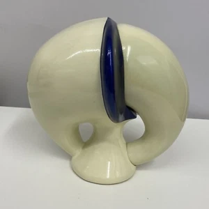 Vintage Mid Century Modern Elefant Skulptur beigefarben & blaue Emaille - Bild 1 von 10