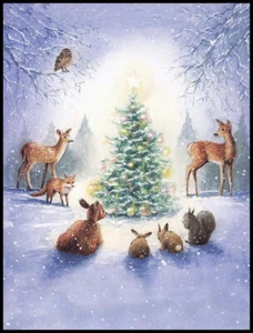 Greeting Card - Deer Fox Owl Rabbit Squirrel- Christmas - 1103 - Picture 1 of 2