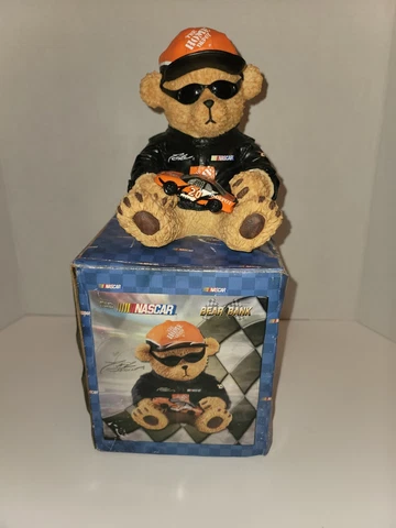 Tony Stewart Nascar Racing Bear Bank & New Metal Plate/Plaque #20 4" X 11" Cover