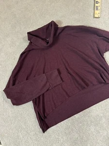 American Eagle Boxy Turtleneck Crop Oversized Pullover Thermal Purple Small EUC - Picture 1 of 6