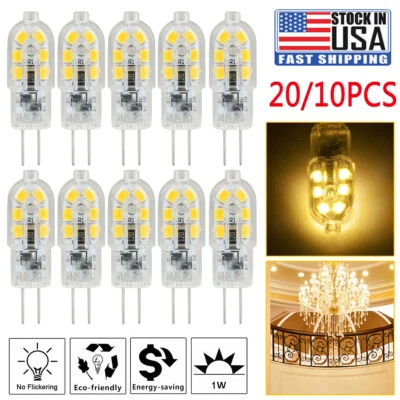 30/20/10PCS G4 20W 2835 SMD Bi-pin 12 LED Lamp Light Bulb DC12V 6000K White/Warm - Image 1 of 4