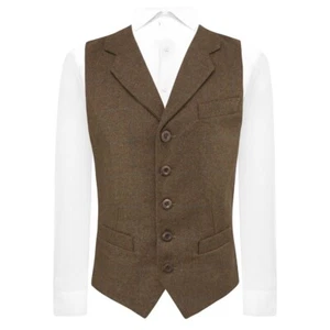 Cedro Marrón Heritage Cuadros Chaleco Con Solapa, Tweed - Imagen 1 de 5