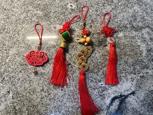 Chinese Wall Hangings - 4pcs - Red tassels - Good Luck - Cultural Arts & Crafts - Picture 1 of 14