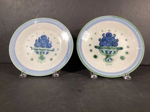 2  M. A. Hadley Plates/Stoneware 9”  ‘Blueberry Bouquet’ - Picture 1 of 3