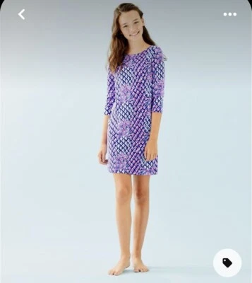 Lilly Pulitzer GIRLS MINI SOPHIE DRESS Royal Purple Pop Up Toe In S - Image 1 of 3