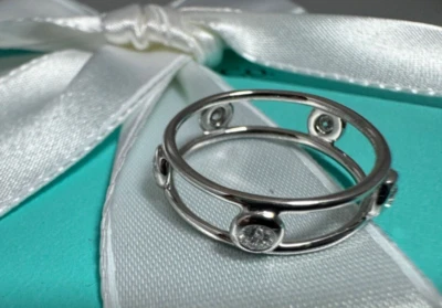 NEW Tiffany & Co. Elsa Peretti Double Wire Diamond Ring Size 5.5 Platinum 950 - Image 1 of 4