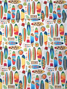 Linda tabla de surf tela algodón acolchado tela Hossegor Laura Lancelle París Francia - Imagen 1 de 4