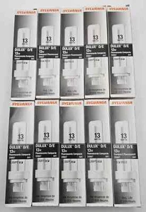 Lot Of 10 Sylvania Dulux D/E 13w Compact Fluorescent Bulbs Avg Life 12,000 Hours - Picture 1 of 4