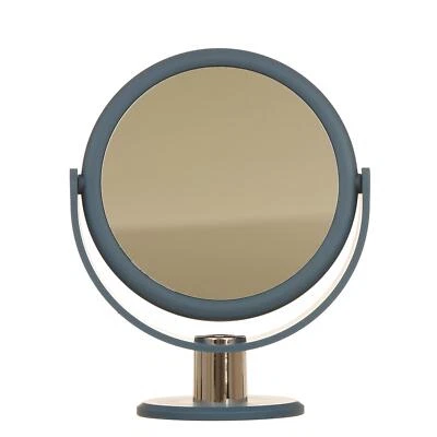 Vanity Makeup Mirror Magnifying 10x Round Tabletop Small Standing Double Blue - Image 1 of 2