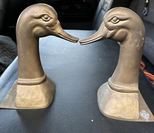 Pair Vintage SARREID LTD 10” BRASS BOOKENDS DUCK 2082 Rare - Picture 1 of 4