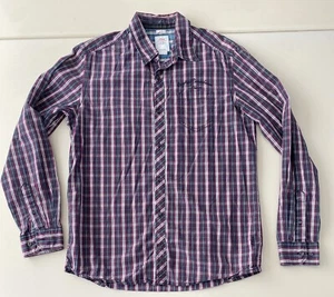 s.Oliver Mens Wine Black White Plaid Cotton Button Up Shirt Sz M US - Picture 1 of 9