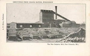 Grand Rapids Wisconsin Port Edwards Nuevo Molino de Sulfito Antigua Postal LP30 - Imagen 1 de 2