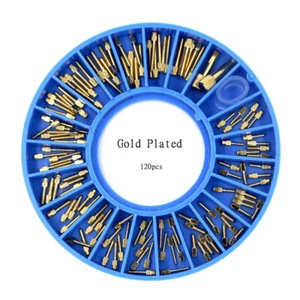 Dental 24K gold Plated Assorted Dental Conical Screw Posts Kits Refills 120/pack - Picture 1 of 6