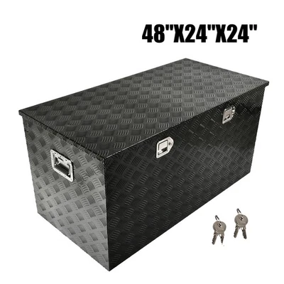 16 20 24 30 34.5 35 39 44 48 Inch Aluminum Tool Box Truck Bed Trailer RV Toolbox - Image 1 of 4