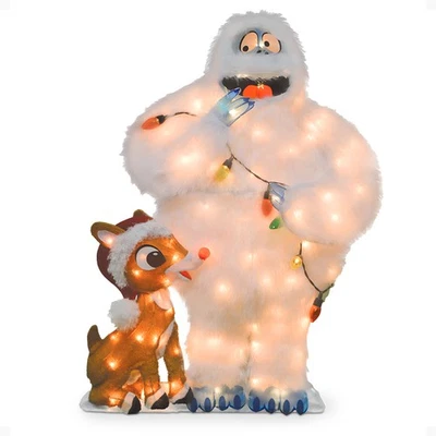 ProductWorks 32" Rudolph & Bumble Pre-Lit Christmas Yard Ornament Holiday Decor - Image 1 of 4
