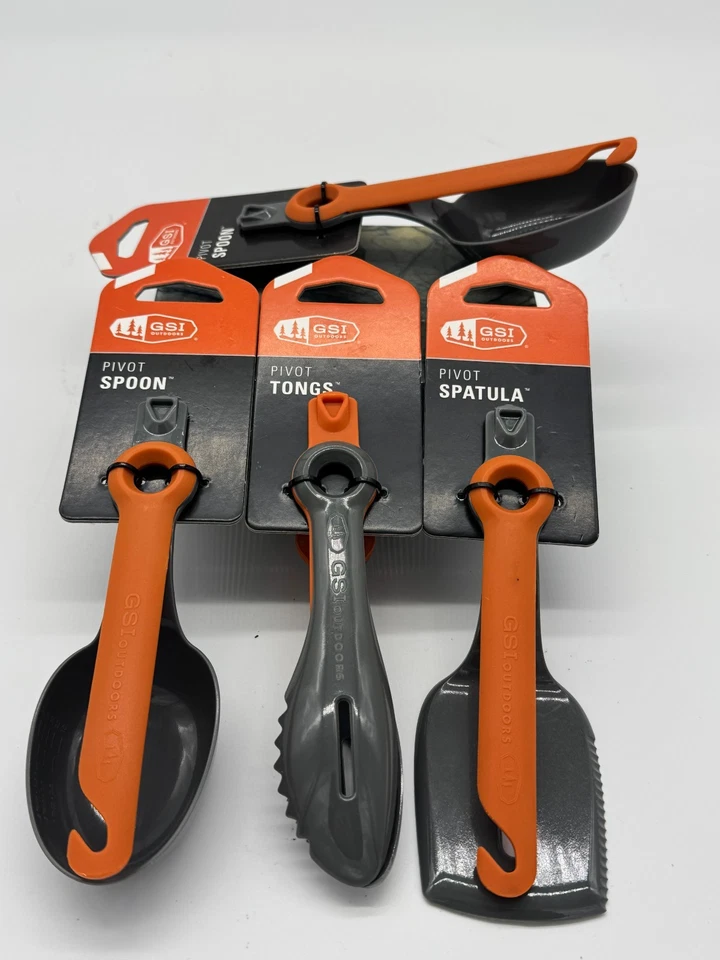GSI Outdoors Pivot Utensils Lot - 2 Spoons, Spatula & Tongs, Camping Cooking Set - Image 1 of 1
