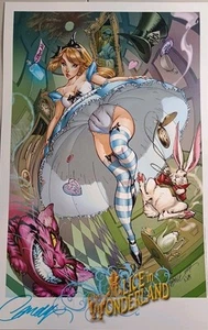 Alice In Wonderland Print Signed By J Scott Campbell 11X17 W/coa - Picture 1 of 2
