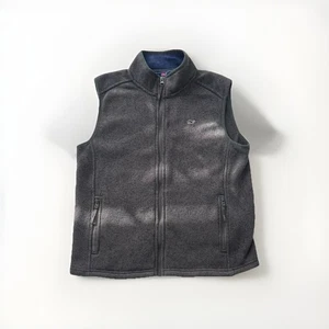 Vineyard Vines Boys Fleece Vest M (12-14) Gray Zip Front Whale Logo - Picture 1 of 7