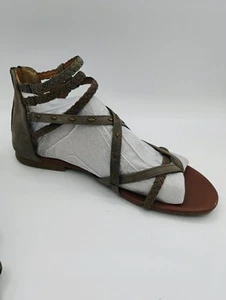 Maurices Sandale Größe 10M Damen Reißverschluss Absatz Riemchen Nieten taupe offene Zehenpartie flach - Bild 1 von 16