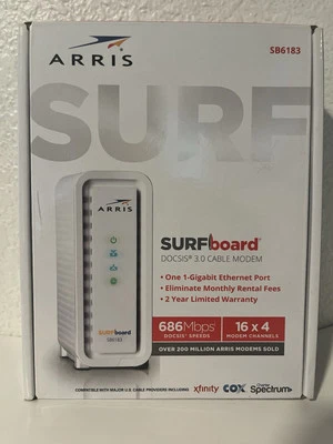 ARRIS Motorola SURFboard Cable Modem SB6183 DOCSIS 3.0 600 White - Image 1 of 2