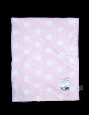 Little Giraffe LOVE Pink White Polka Dot Baby Blanket Soft Security Lovey 35x29 - Image 1 of 2