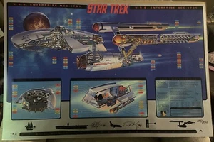 LIMITED 1995 Star Trek Cut Out of USS Enterprise Poster 36x24" w/ 2 Autographs - Imagen 1 de 9