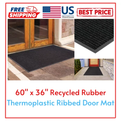 60 x 36 Recycled Rubber/Thermoplastic Ribbed Door Mat - Image 1 of 4