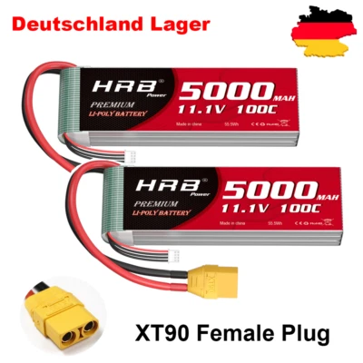 2 Stück HRB 11,1V 3S 5000mAh XT90 100C Lipo Akku für RC Hubschrauber Auto Akku - Bild 1 von 4