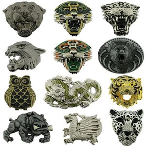 Men Women Belt Buckle Lion Wolf Bear Dragon Black Panther Western Rodeo Cowgirl - Picture 1 of 45