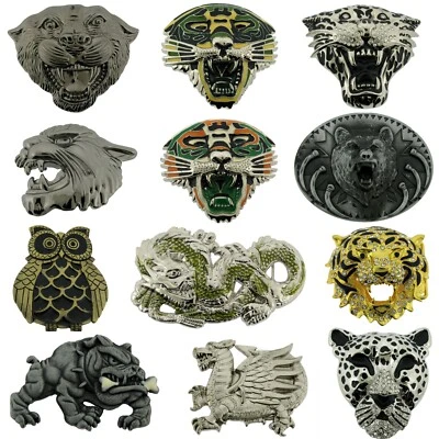Men Women Belt Buckle Lion Wolf Bear Dragon Black Panther Western Rodeo Cowgirl - Image 1 of 4