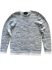 Pull & Bear Men's Sweater Knit stripe Size S color white and blue