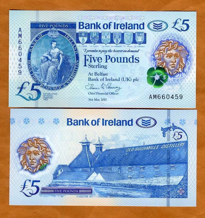 Bank of Ireland, Northern,  5 pounds, 2017 P-90a Polymer, UNC - Image 1 of 1