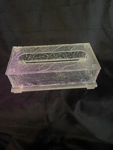 Vtg Lucite Acrylic Tissue Box MCM Textured - Picture 1 of 9