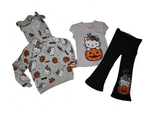 Hello Kitty Girls 3Pc Outfit Set Leggings Shirt Hoodie Sweatshirt 4 NWT - Picture 1 of 5
