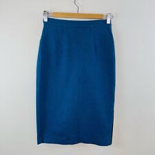 Bassike Size 0 (6 8) Blue Cotton Pencil Skirt Australian Designer Label
