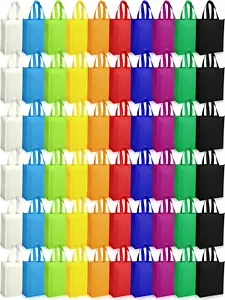 60 Pack Non Woven Tote Bags Large Reusable Gift Bag with Handles Foldable Grocer - Picture 1 of 12